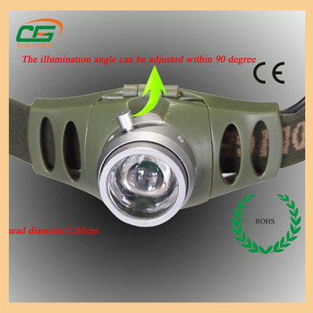 3pcs 1.5V AAA 건전지를 가진 어업 3Watt 크리 사람 Zoomable LED 머리 토치